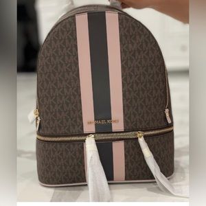 Michael Kors Rhea Backpack- Medium- Brown/Pink